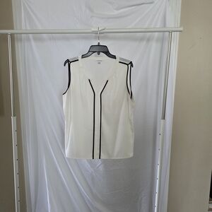 Calvin Klein Ivory Blouse with Black Trim